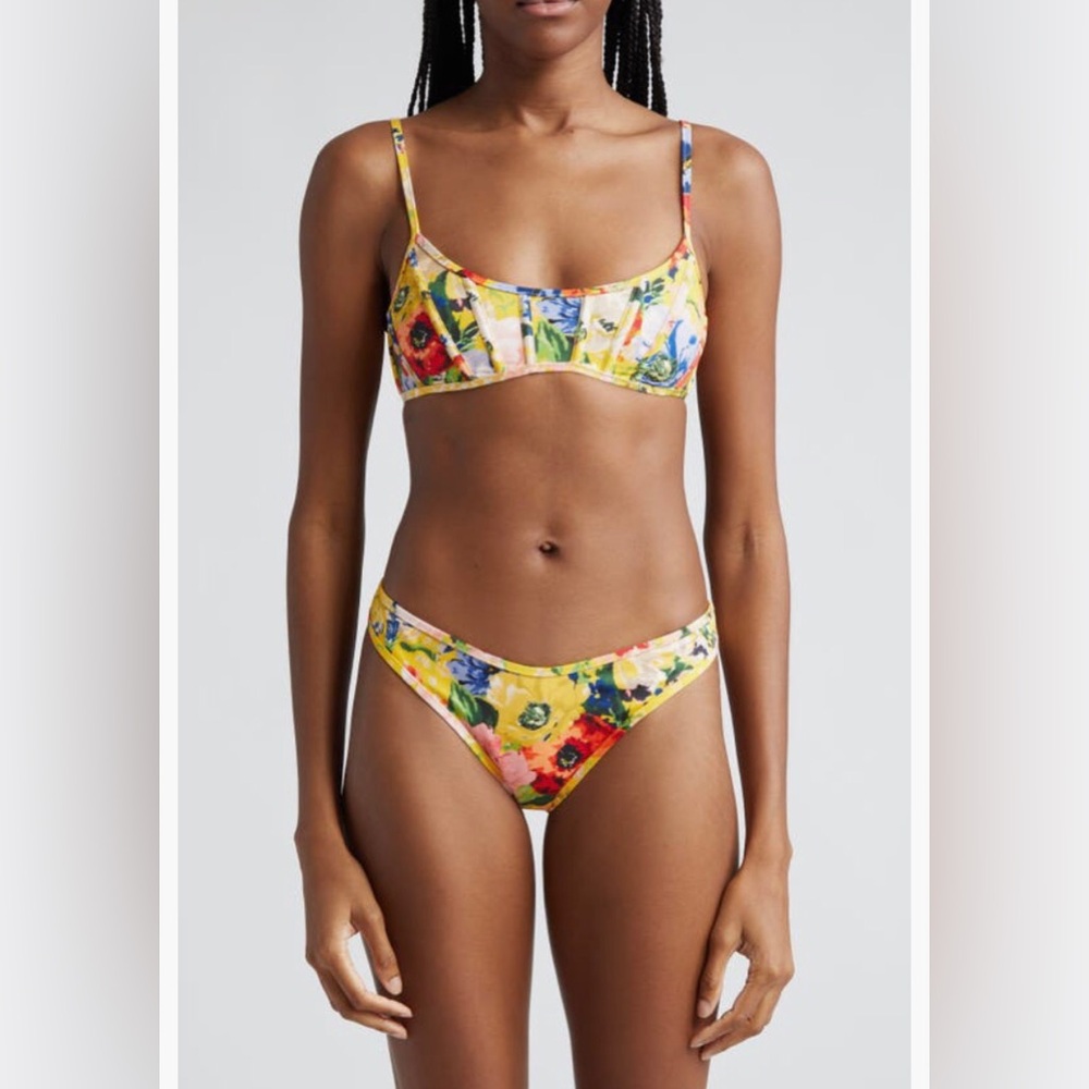 NWT $285 Zimmermann Alight Corset Two-Piece Swimsuit 0 (fits like 4 US), YELLOW!